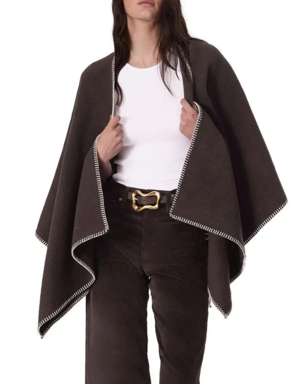 Rag & Bone Ingrid Blanket Stitch Wool Poncho